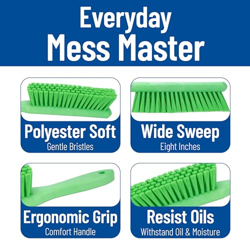 SPARTA 8 Inch Soft Counter Brush with Polyester Bristles and 5 Inch Handle, Color Coded Handheld Broom for Tables Countertops and Foodservice Surfaces, 13 Inch Overall Length, Lime - color: Lime