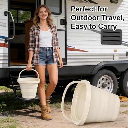2.6 Gallon (10L) Collapsible Bucket, Large Capacity, Portable Foldable Water Pail for Outdoor Garden Cleaning, Car Washing, Camping, Fishing
