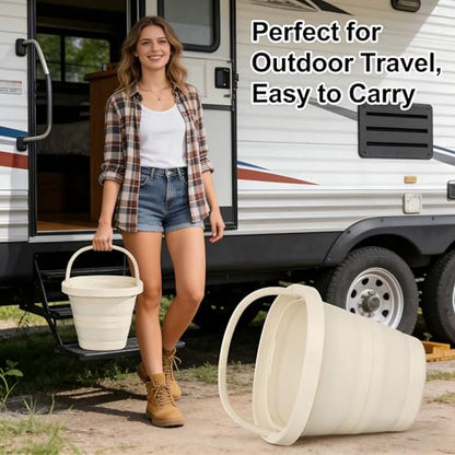 2.6 Gallon (10L) Collapsible Bucket, Large Capacity, Portable Foldable Water Pail for Outdoor Garden Cleaning, Car Washing, Camping, Fishing
