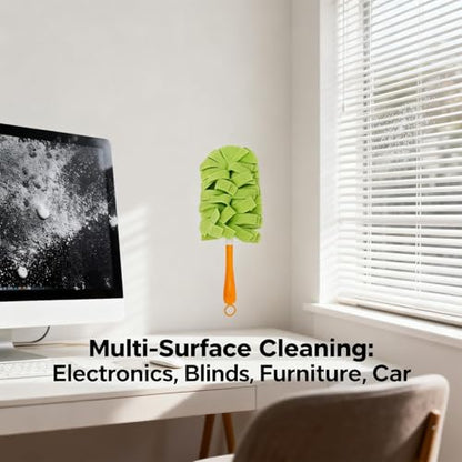 Reusable Chenille Microfiber Dust Duster, 360° Electrostatic Duster Refills — the Sustainable Choice for a Dust-Free Home, Microfiber Dusters Refills, with Dusters Handles - color: Yellow