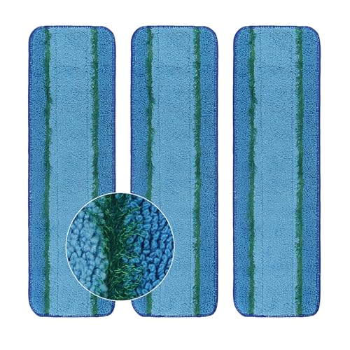3 Pack Deep Clean Pads Replacement for Bona Family of Mops, Washable & Reusable Microfiber Cleaning Pad for Hardwood and Multi-Surface Floors Cleaning Head, Wet/Dry Mop - color: Blue, size: 3 Pack