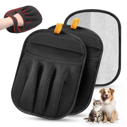 2Pcs Pet Hair Removal Glove for Cats & Dogs, 2025 Newly Upgraded Five-Finger Electrostatic Pet Hair Gloves, Reusable Pet Hair Remover Tool for Laundry, Couch, Carpet, Car Seat - color: 2pcs-Black