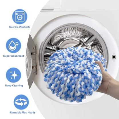 Mop Replace Head, 6 Pack Mop Heads Replacements for Oceda RinseClean 2-Tank System, Spin Mop Replacement Head, Microfiber Mop Refills, Machine Washable and Deep Cleaning (NOT for 1-Tank System)