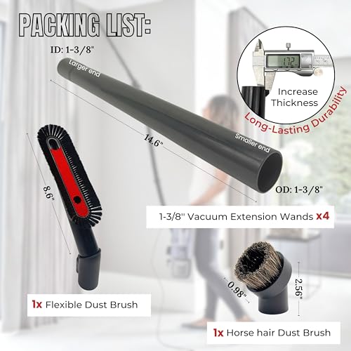 For Miele C1 C2 C3 Vacuum Attachments Accessories for High Ceilings, Venetian Blinds, Fans, Cobwebs & High Up Spaces: : 4 Pack Vacuum Extension Wands, Flexible Dust Brush, Horse Hair Dusting Brush
