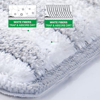 Flat Mop Pads, 5 Pack 13" X 4.9" Flat Mop Microfiber Mop Head/Refill/Pad, Washable Squeeze Cleaning Mop Pads Replacement Heads - White and Grey… - color: 5 Pack - White and Grey