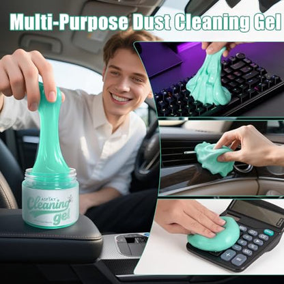 ASFSKY Car Cleaning Gel (Green,Magnolia) Cleaning Putty Universal Dust Cleaning Car Interior Cleaner Keyboard Dust Remover Car Slime Gifts for Women Girl Men（1 Pack） - color: Light green