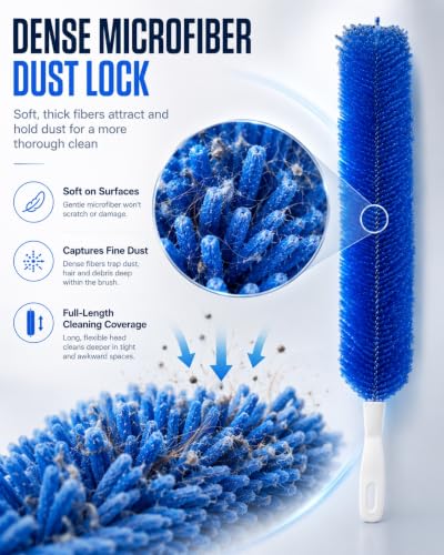 Bendable Microfiber Head Reusable Dust Remover 360° Flexible Fan Duster Brushes Cleaning Tools for Blinds Cleaner Brush Ceiling Blind Vent Ultimate Multi Purpose Dusters Home Upgrades(4PCS-B) - color: 4pcs-b