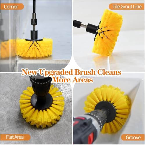 Drill Brush, Carpet Cleaning Brushes, for Floor, Grout, Car Mats, Tile, Bathroom, Carpet - color: Yellow Medium Bristles (Nylon)