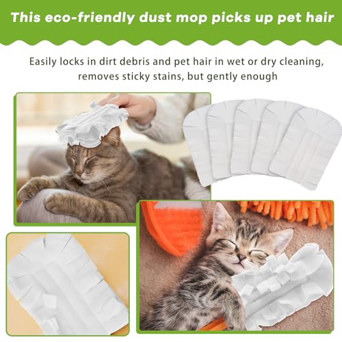 Zubebe 6 Pcs Duster Refill Reusable Fleece Duster Refills Feather Flat Dusters Multi Surface Washable Cleaning Pads Tools for Home, Blinds, Car, Pet, Furniture, Fans (White) - color: White