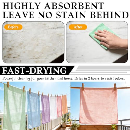 24 Pack Microfiber Cleaning Cloths（11.8x11.8In），Thin Microfiber Towels Bulk, Towels for Home，Kitchen,Cars，Cleaning Rags 6 Colors，Quick-Dry,Lint-Free