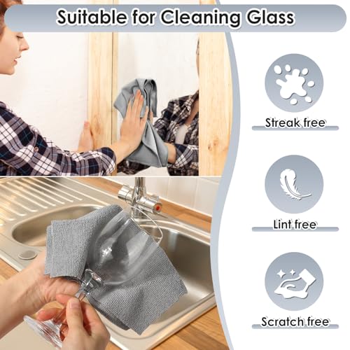 65 Pack of Microfiber Cloths in a Roll, 10" x 10" Reusable Washable Cleaning Rag Tear Away Towels for Auto House Garage Dust Kitchen Bathroom, Lint-Free Not Scratch Cleaning Supplies - color: Grey, style: 65 PCS
