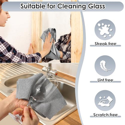 65 Pack of Microfiber Cloths in a Roll, 10" x 10" Reusable Washable Cleaning Rag Tear Away Towels for Auto House Garage Dust Kitchen Bathroom, Lint-Free Not Scratch Cleaning Supplies - color: Grey, style: 65 PCS
