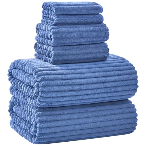 Extra Large Bath Towel Set of 6 (40"x80"),Oversized Bath Sheet Super Soft Highly Absorbent Microfibers Quick Dry Luxury Shower Towel for Bathroom Spa Gym Hotel Yoga(Blue, 6Piece) - color: Blue, size: 6Piece Towel Set