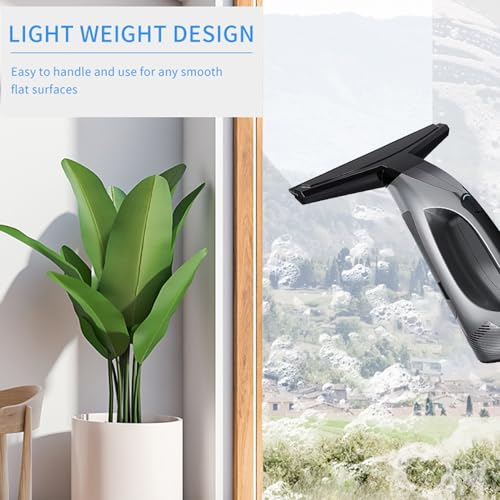 Fockety Window Vacuum Squeegee, Electric Window Cleaner Handheld Car Glass Cleaner,Shower Squeegee with 100ml Water Tank for Shower Doors Mirrors Glass and Car (Black) - color: Black