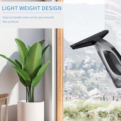 Fockety Window Vacuum Squeegee, Electric Window Cleaner Handheld Car Glass Cleaner,Shower Squeegee with 100ml Water Tank for Shower Doors Mirrors Glass and Car (Black) - color: Black