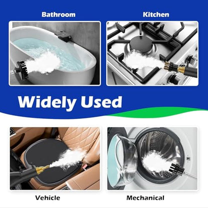 Steam Cleaner,2500W High Temperature High Pressure Steam Cleaner with 3 Brush Heads, Portable Steam Cleaners with 1.5L Tank For Car Detailing Kitchen Bathroom Floors(White) - color: White Black