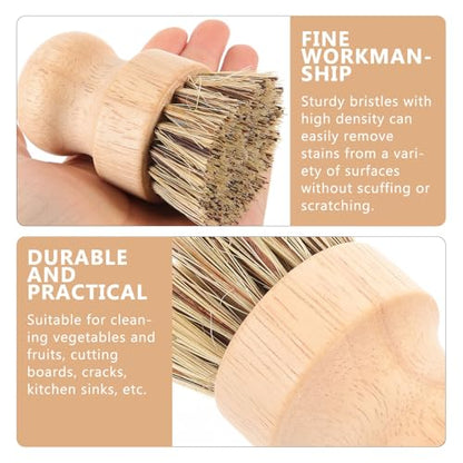 VOSAREA Natural Fiber Palm Scrub Brush 2pcs, Stiff Sisal and Coconut Bristle Kitchen Cleaning Brush Set for Pots, Pans, and Dishes, Eco-Friendly Household Scrub Tool for Kitchen Use