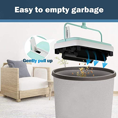Eyliden Carpet Sweeper, Mini Size Lightweight Hand Push - No Noise, Non-Electric, Easy Manual Sweeping Only for Carpet Cleaning (Mint) - color: Mint
