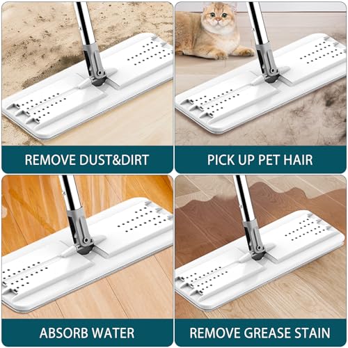 Mop Replacement Pads Compatible with JOYMOOP Flat Mop or Mop Bucket Set - Microfiber Flat Mop Pads for All 13" X 4.9" Squeeze Flat Floor Mop - Washable Mop Head Replacement (1+1 Pack) - color: 2 Pack