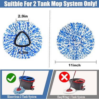 2-Pack Spin Mop Replacement Head for O-Ceda RinseClean Spin Mop Refill 2-Tank System Microfiber Deep Cleaning Machine Washable and Easy-to-Replace - size: 2 Count (Pack of 1)