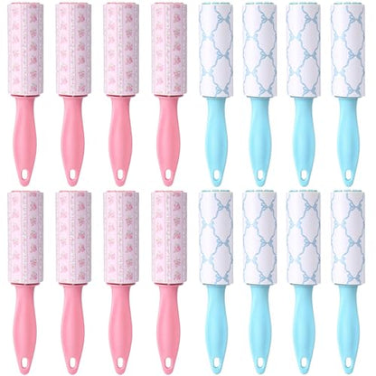 Zhehao 16 Pcs Mini Lint Rollers for Pet Hair Travel Size Clothes Sticky Lint Removers Blue Pink Roller Hair Removal Tools for Dog, Cat, Furniture, Travelers, Pet Owners