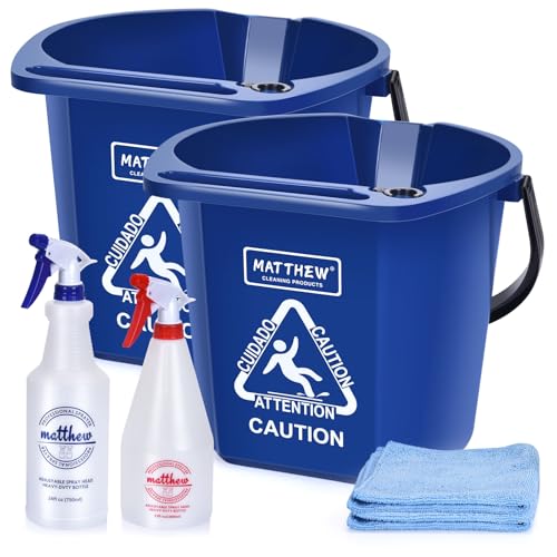 Matthew Cleaning 4.2 Gallon Mop Bucket, Heavy Duty Plastic Cleaning Bucket with Built-in Pour Spout, Mop Holder and Comfort Grip Handle, House and Commercial Cleaning Supplies, 2 Pack Blue - color: Blue, size: 2 Pack