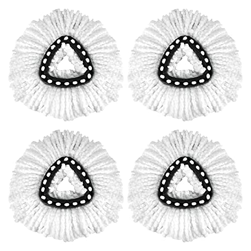 4 Pack EasyWring Spin Mop Refill Replacement Heads - Microfiber, Compatible with Triangle Spin Mop, Multi-Surface Cleaning - color: 4 Pack