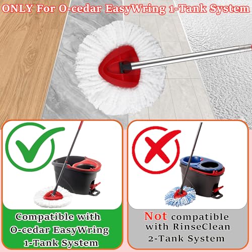 9+1 Pack Spin Mop Replacement Head for Ocedar, 100% Microfiber Mop Heads Replacements Compatible with Ocedar Easywring 1-Tank System, 360 Degree Spin Mop Refill for Easy House Cleaning Floor Mopping