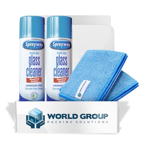 Glass Cleaner Foam, Foaming Action & Spray, 19oz - 2 Pack - Clean Fresh Scent - Bundled With 2 Microfiber Rags