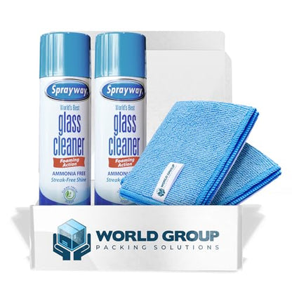 Glass Cleaner Foam, Foaming Action & Spray, 19oz - 2 Pack - Clean Fresh Scent - Bundled With 2 Microfiber Rags