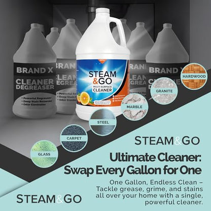 Steam & Go Multi-Purpose Cleaner Spray Refill with Oxy Power for Multi-Surfaces - Removes Stains, Eliminates Odors, & Degreases - Orange Scent, 1 gal - size: 128 Fl Oz (Pack of 1)