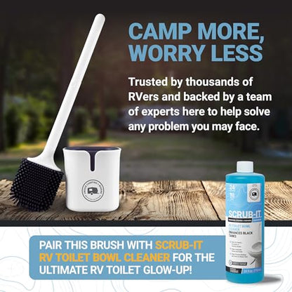 Unique Silicone RV Toilet Brush, Compact, Won't Damage Toilets or Seals, Wall-Mount No-Drip Holder - size: 1 Compact Brush