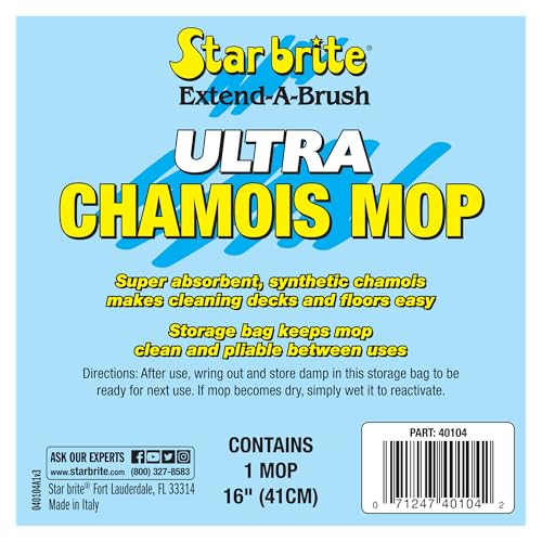 STAR BRITE Ultra Chamois Mop & Storage Bag - Premium Mop Head Attaches to All Extend-A-Brush Handles (040104) - style: Authentic Chamois Mop