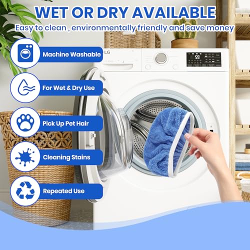 6 Pack Reusable Microfiber Mop Pads - Compatible with Sweeper, Reusable Mop Pads, Washable Dry Cloths & Wet Pads Refill for Hardwood Laminate Tile Floor Cleaning (6, Blue, M) - color: Blue