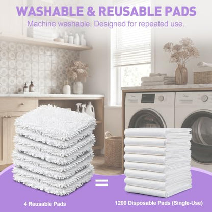 Tidy Monster 2 Pack Microfiber Steam Mop Replacement Pads for Steam Pocket Mops S3500 Series S3501 S3601 S3550 S3901 S3801 SE450 S3801CO S3601D, Machine Washable Easy Cleaning Pads - color: White Dirt Pickup 2 Pack