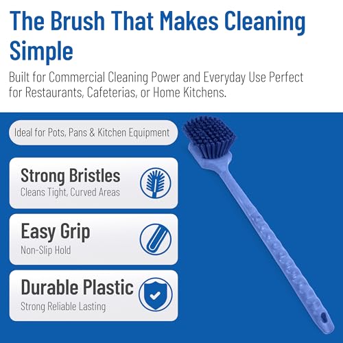 SPARTA 40501EC14 Plastic Large Scrub Brush, Kitchen Brush, Utility Brush With Long Handle For Cleaning, 20 Inches, Blue