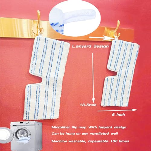 2 Pack Microfiber Mop Replacement Heads Compatible with O-Cedar Dual Action Flat Mop for Dry/Wet Use, Machine Washable Reusable Flip Mop Refills All Surface Cleaning(Blue White Stripe) - color: Blue & White Stripe Microfiber Mop Pads | Reusable, Machine-w