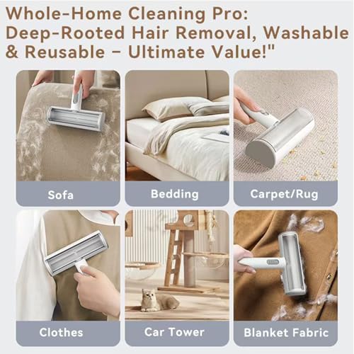 Pet Hair Remover, Lint Brush- Reusable Lint Roller for Cat & Dog Hair on Couch, Carpet, Rugs & Bedding- Portable, Eco-Friendly, No Need for Lint Roller Refills (Gray & White) - color: Gray & White