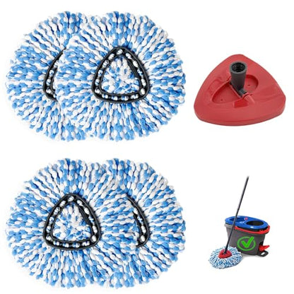 5PCS Spin Mop Replacement Heads,with Only Fit for RinseClean 2-Tank System,Machine Washable & Easy to Replace.Including 4 Spin mop Replacement Heads, 1 Base - size: 4+1PCS