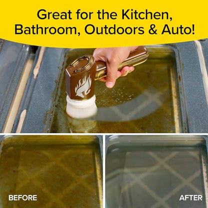 Horsepower Scrubber Gold Edition, Longer Battery Life, Electric Power, Rechargeable, Spins 350 RPM, Waterproof, 5 Brush Heads, AS SEEN ON TV, Cleans Dirt & Grime: Bathrooms, Kitchen, Indoors/Outdoors - style: Extra Battery Life