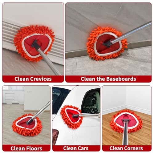 4 Pack Mop Head Replacement Compatiable with Ocedar EasyWring ,Mop Heads Refill for Easywring Spin 1 Tank System - Microfiber Chenille, Easy to Replace,Deep Floor Cleaning and Machine Washable