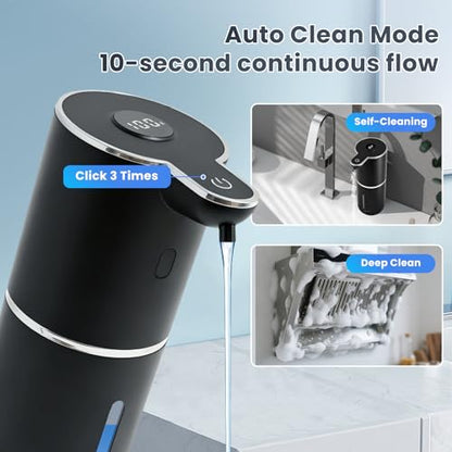 Automatic Soap Dispenser, Touchless Liquid Soap Dispensers, USB Rechargeable, 6-Level Adjustable Volume Control, 12.8oz/380ml, Wall Mount for Kitchen, Bathroom, Free Liquid Dispenser Stickers (Black) - color: Black