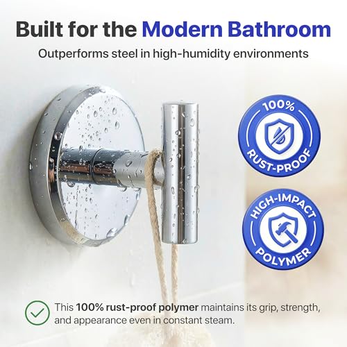HOME SO Suction Cup Hooks for Shower & Bathroom Towel Holder 2-Pack – Suction Cups Hooks for Hanging Towels, Robes, & Coats - Tiles, Glass Door or Mirror – Shower Hooks & Towel Hooks - Chrome T-Shape - style: Chrome