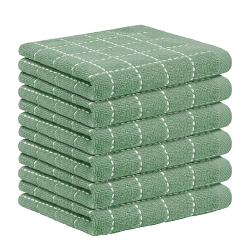 Nialnant 6 Pack Dish Cloths for Washing Dishes, 100% Cotton Reusable Cleaning Rag,Ultra Soft Absorbent, Quick Drying Dish Towels for Kitchen,12x12 Inches Green - color: Green, size: 12 x 12 in - 6PCS
