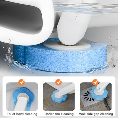 Disposable Toilet Cleaning System: Toilet Brush & Holder Kit with 18PCS Pre-Soaked Cleaner Wall-Mount Scrubbing Toilet Brush Bathroom Cleaning Kit (White) - color: White
