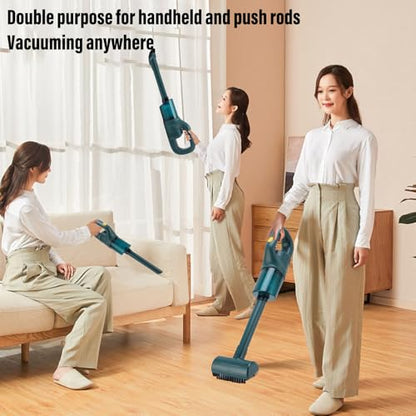 Fockety Cordless Vacuum Cleaner, 3 in 1 Lightweight Stick Vacuum for Home with Powerful Suction & 1800mAh Battery, Rechargeable Handheld Vac for Carpet, Tile, Pet Hair, Hardwood Floors