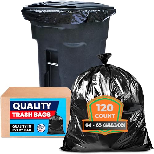 Tasker 65 Gallon Trash Bags Heavy Duty | 120 Count | Extra Large 64 Gallon Trash Bags for Toter | Garbage Bag 65 Gallon Trash Can Liners - size: 120 Count (Pack of 1)