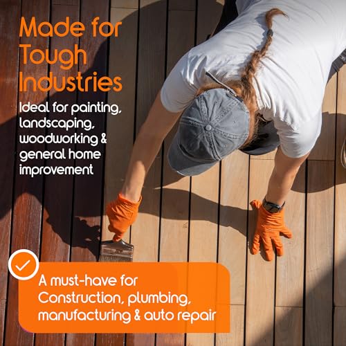 Inspire Heavy Duty Orange Nitrile Gloves | ULTRA 8 Mil Diamond Textured Grip | Industrial Mechanic Disposable Cleaning Gloves - size: Small