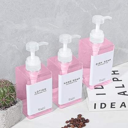 Refillable Shampoo and Conditioner Bottles for Shower Wall,Shampoo and Conditioner Dispenser with Pump No Drill (3 Bottles-Pink) - color: 3 Bottles-pink