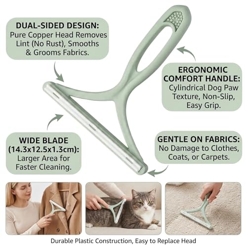 Pet Hair Remover Carpet Scraper - Lint Remover Tool with Two Way Edge for Sofa Coat Rug Bedding Furniture 1Pack(Light Green) - color: Light green